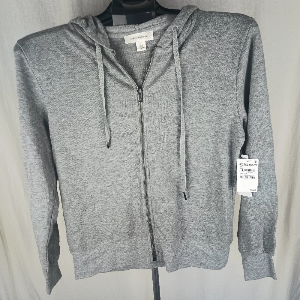 Treasure & Bond Zip-Up Hoodie In Grey Medium Heather Size Medium 8 - 10 NWT